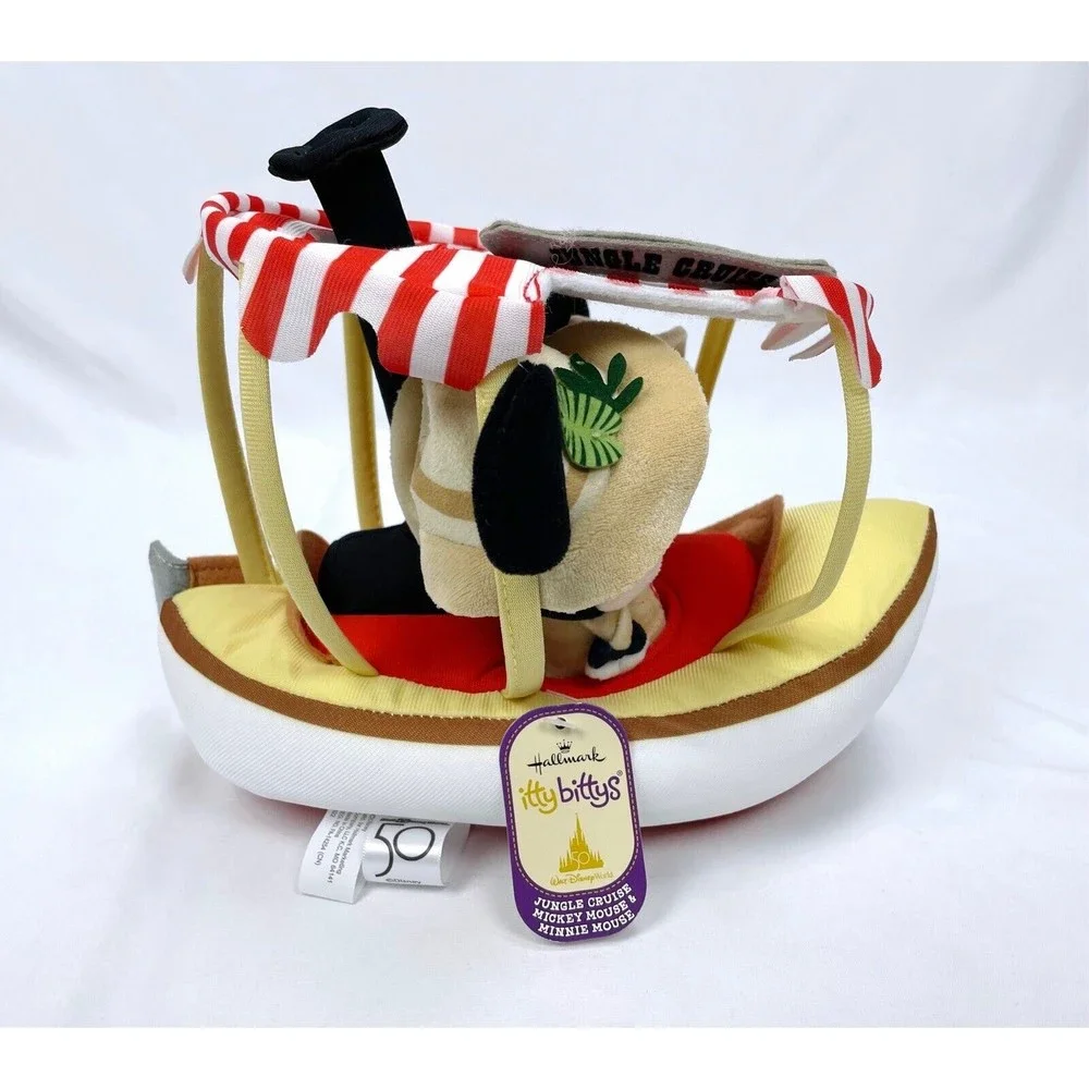 New Hallmark‎ Jungle Cruise Itty Bittys Mickey & Minnie Mouse Plush Boat